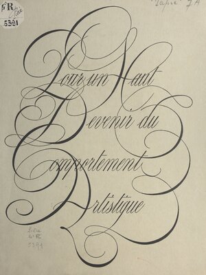 cover image of Pour un haut devenir du comportement artistique